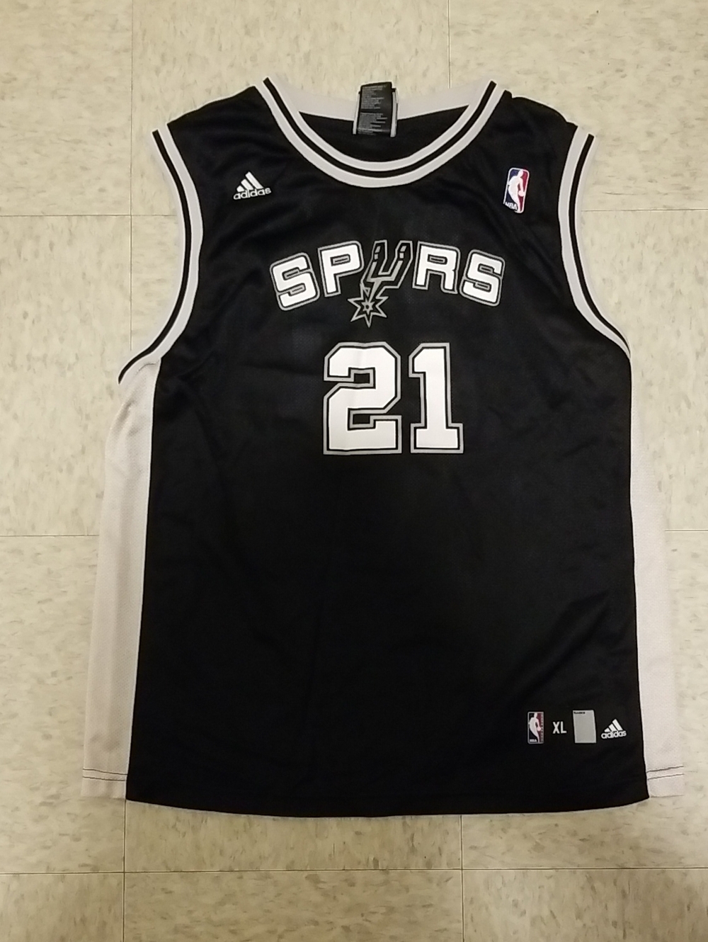 adidas Black & White Spurs #21 Kids Basketball Jersey